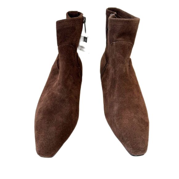 Jason Wu Brown Leather Suede Ankle Boots Block Heel Tapered Toe 8.5 *See Descrip - Picture 3 of 8